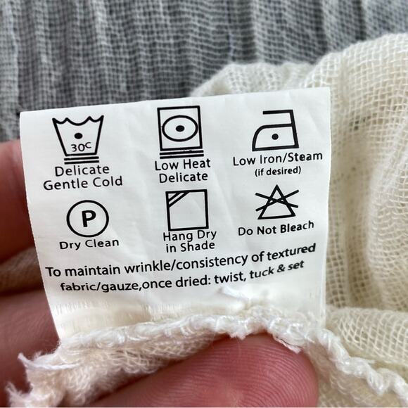 Kai Moon Boho Duster Vest Size M Cream Cotton Gauze Art to Wear Flowers - Picture 7 of 8